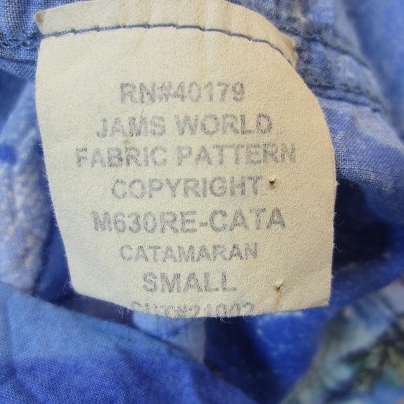 VTG Jams‎ World Shirts Mens Small Blue Sea Hawaiian Catamaran Print island Life - Picture 8 of 13